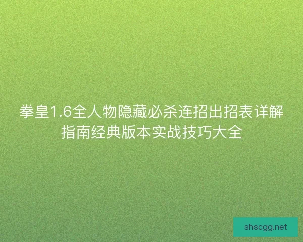 拳皇1.6全人物隐藏必杀连招出招表详解指南经典版本实战技巧大全