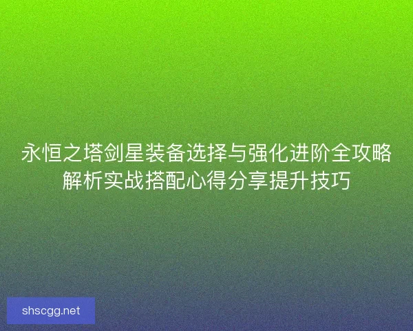 永恒之塔剑星装备选择与强化进阶全攻略解析实战搭配心得分享提升技巧