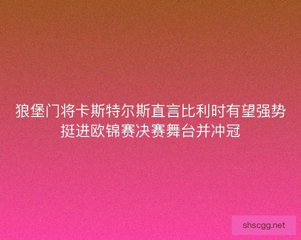 狼堡门将卡斯特尔斯直言比利时有望强势挺进欧锦赛决赛舞台并冲冠