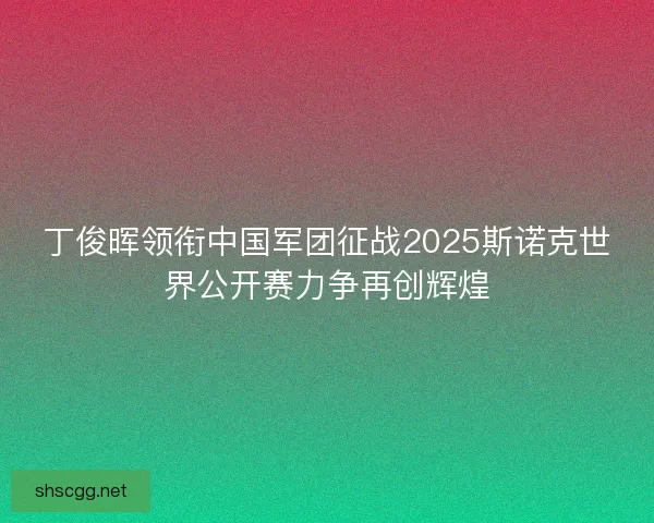 丁俊晖领衔中国军团征战2025斯诺克世界公开赛力争再创辉煌